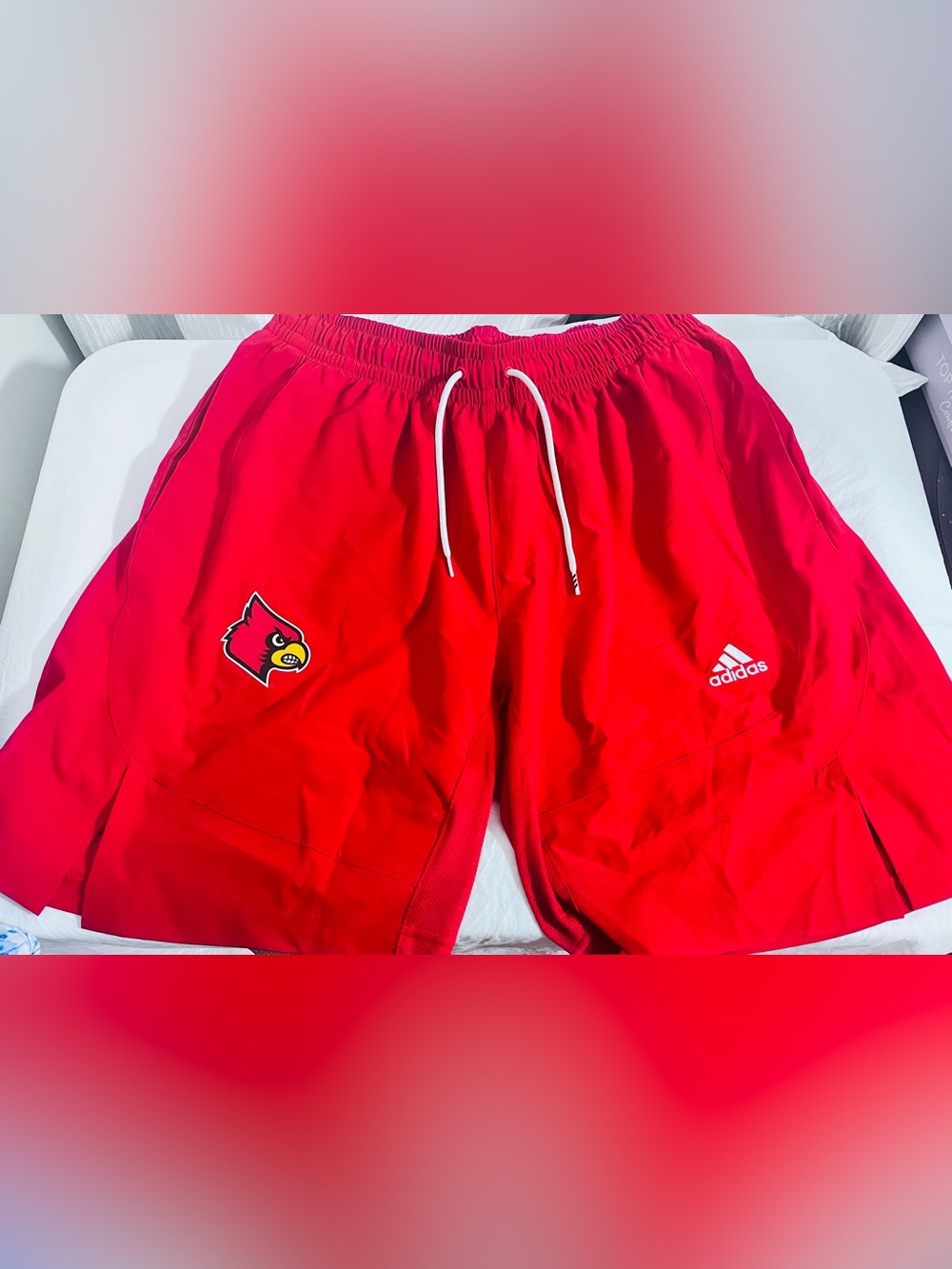 adidas Red Athletic Shorts with Drawstring and Logo